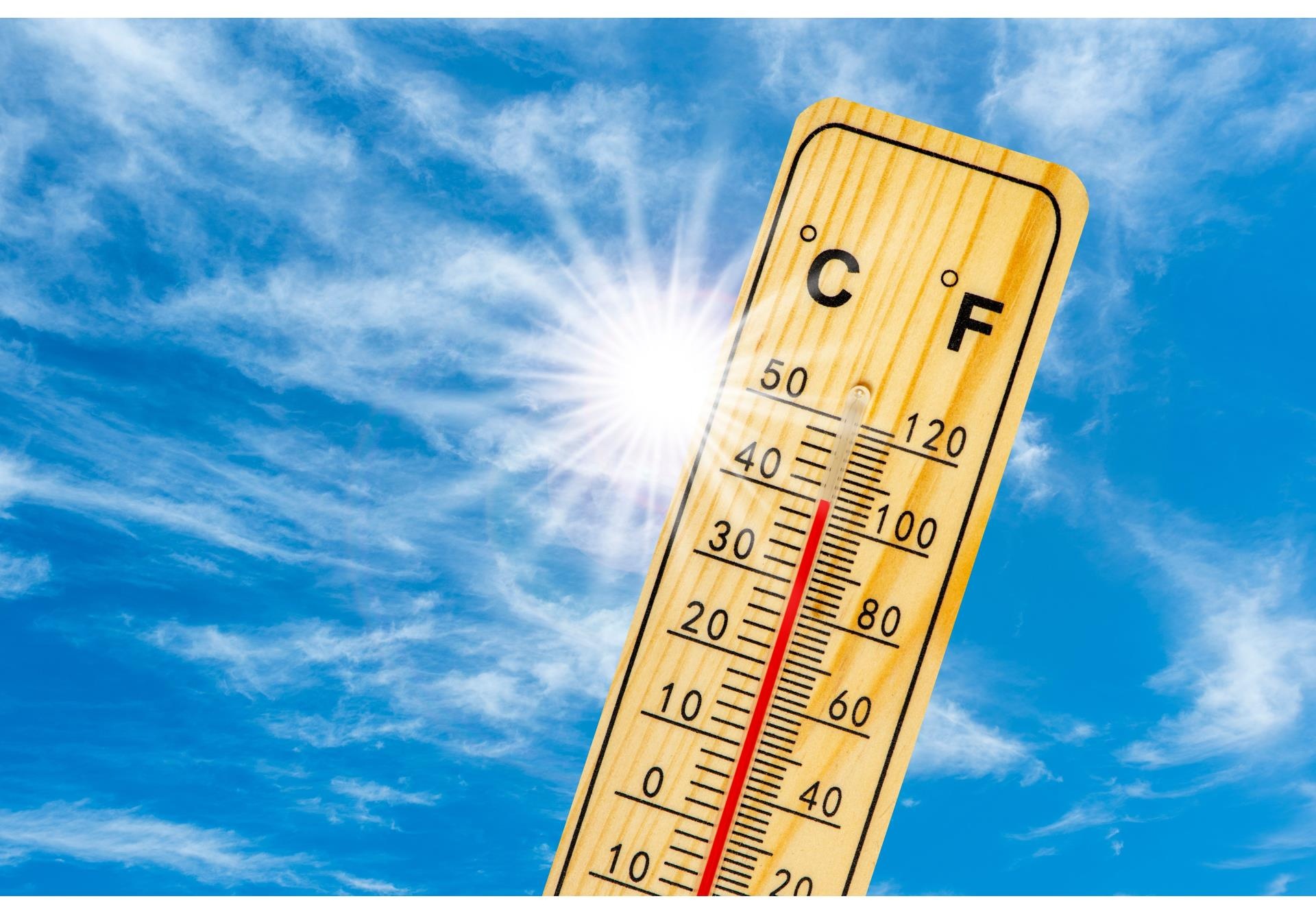 Thermometer showing high reading